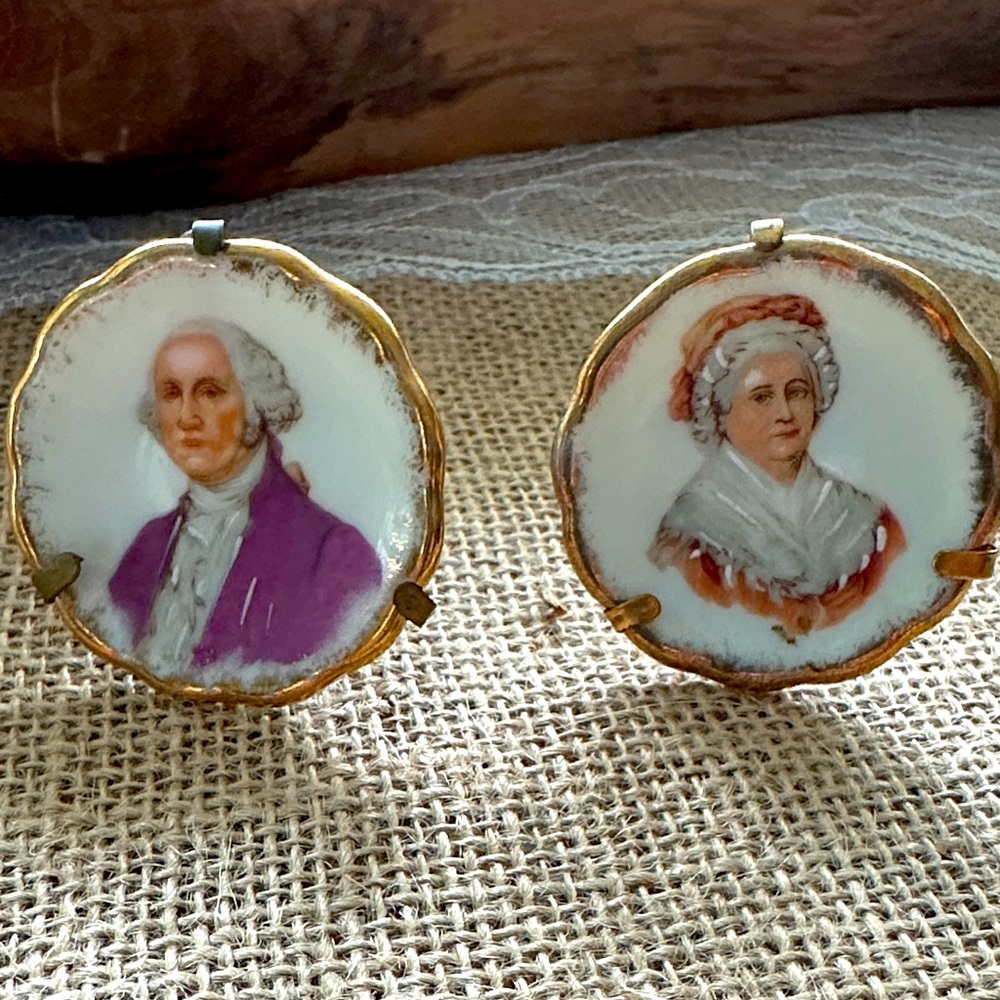 Set of Antique George & Martha Washington French Limoges mini plates
